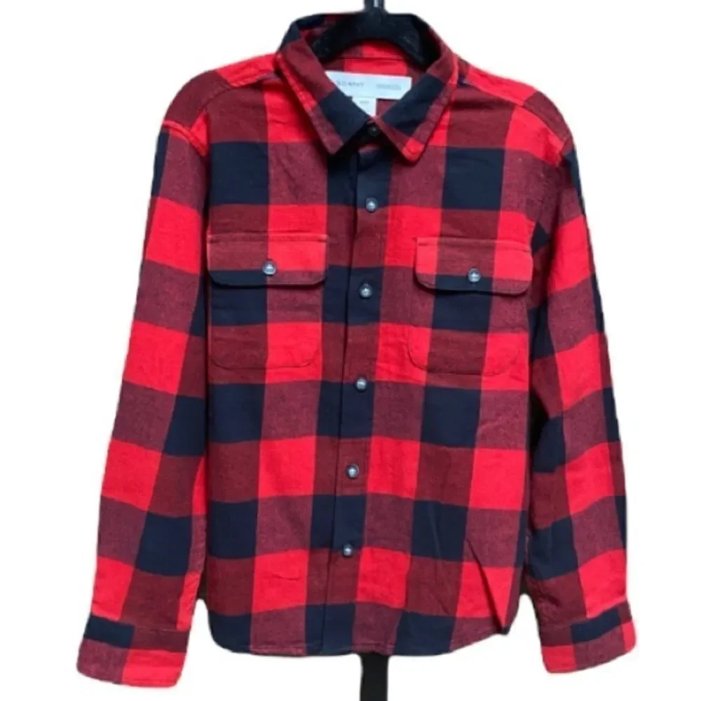 Old Navy Red & Black Plaid Button Down